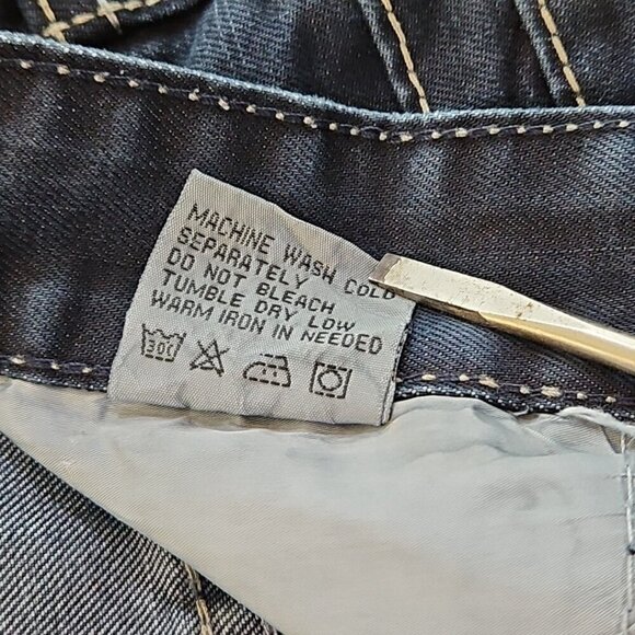 True Rock Jeans Men's 36x30 Straight Leg Dark Wash 7 Pockets Contrast Stitch EUC - Picture 15 of 16